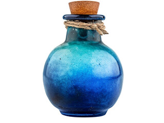 blue potion, front view, white background. Generative Ai.