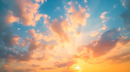 Naklejka na ściany i meble Sunset sky for background or sunrise sky and cloud at morning. : Generative AI