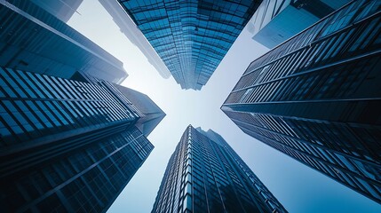 low angle view of skyscrapers : Generative AI