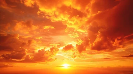 Türaufkleber Bereich Sunset Sky on Twilight in the Evening with Orange Gold Sunset Cloud Nature Sky Background, Horizon Golden Sky, Sunrise clouds Gorgeous, Dusk sky : Generative AI