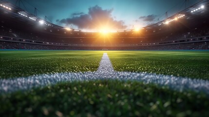 Stadium, 3d, Rendering, soccer, lights : Generative AI