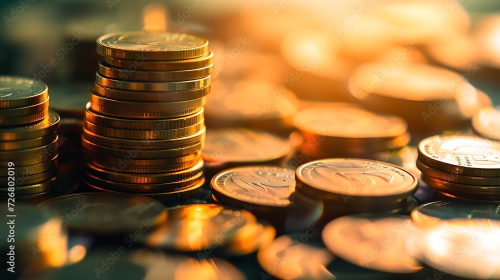 Poster stock funding or money saving graph with coins. background for business ideas and design. chart for 
