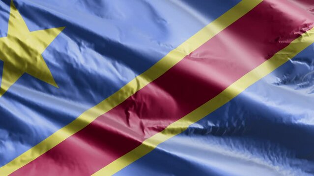 Democratic Republic of the Congo flag background realistic waving in the wind 4K video, for Independence Day or Anthem (Perfect Loop)