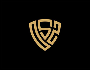 Fototapeta premium OSZ creative letter shield logo design vector icon illustration