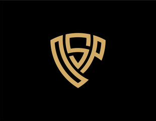 Fototapeta premium OSP creative letter shield logo design vector icon illustration
