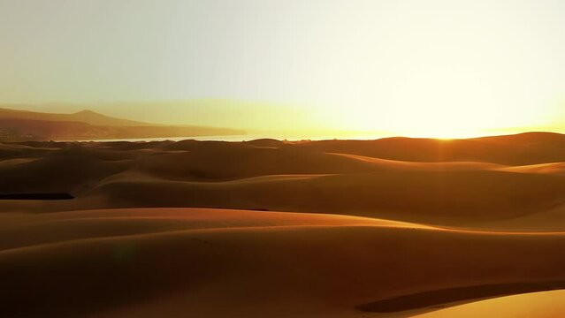 Aerial View of the Dunes of Maspaloma at Sunrise