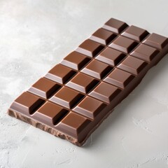 Fototapeta premium A glossy bar of chocolate is placed on a white surface, arranged in a grid work style.