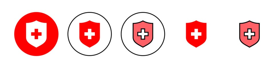 Health insurance icon set illustration. Insurance document sign and symbol