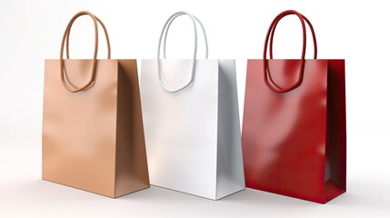 Crisp Elegance: Photorealistic 3D Shopping Bag in Clean Isolation