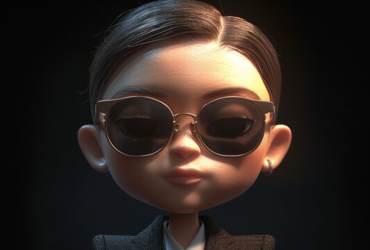 A young boy in a suit and sunglasses, punk art, adorable toy sculptures, and celebrity image mashups.