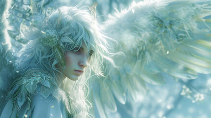 The Gardens gatekeeper a towering angel with a mane of white feathery hair and eyes that radiate...