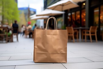 A shopping bag with a slightly blurred background, creating a sense of depth and highlighting the bag as the main focus