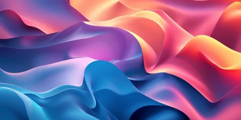 Foto op Canvas A colorful swirly pattern wallpaper in blue and purple colors, presented in the style of minimalist landscapes, light red and light amber, soft and rounded forms, and use of screen tones. © Duka Mer