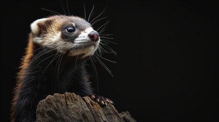 Stunning wildlife photography captures the essence of a ferret in a captivating portrait, Ai Generated.