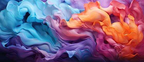 Vibrant and artistic, this abstract background banner features marbled acrylic paint and ink painted waves, offering a colorful and textured visual, Ai Generated.