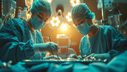 Doctor and nurse selecting surgical tools in tray