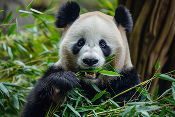 panda with a bamboo and a munch