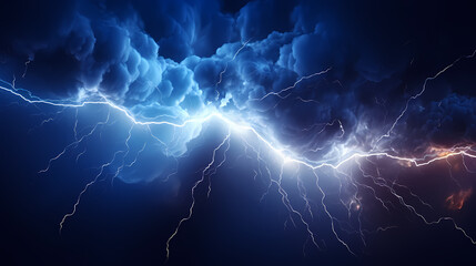 Obraz premium Lightning on the sky, gloomy ominous storm clouds background