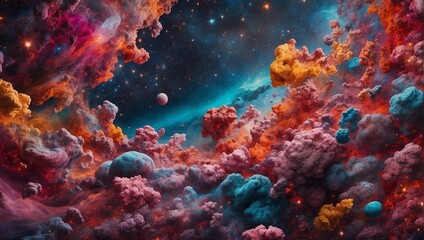 Fototapeta na wymiar color photo of a celestial scene, with stars and galaxies