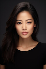 Fototapeta premium Sad Asian Woman, Studio Shot, Generative AI