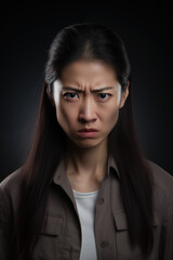 Fototapeta na wymiar Angry Asian Woman, Studio Shot, Generative AI
