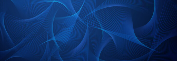 Abstract illustration with spirograph figures made of lines on a blue background