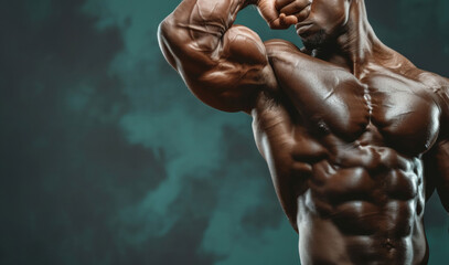 Fototapeta na wymiar Muscular Man Posing With Hands