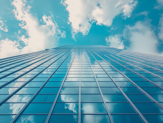 Fototapeta na wymiar Reflective Skyscraper Against Blue Sky