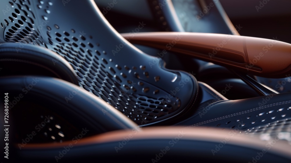 Poster a closeup shot reveals the multilayered stitching on the seat with multiple rows of intricate detail