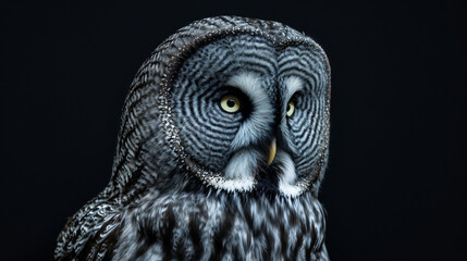 Close up of an Owl With a Black Background