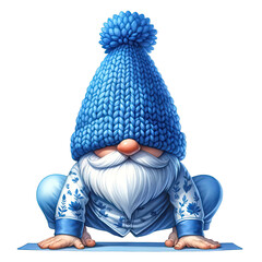 Pyjama Yoga Gnomes Clipart, Yoga Gnome in Pajamas, Colorful Pajama Gnome Doing Yoga