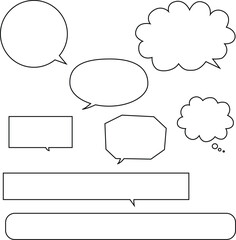 line drawings of set of speech bubbles
