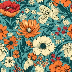 Deurstickers a colorful floral pattern © ginnnart
