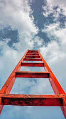 Red Ladder Ascending Into the Sky
