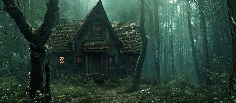 Cabin of witch situated amidst the dense forest