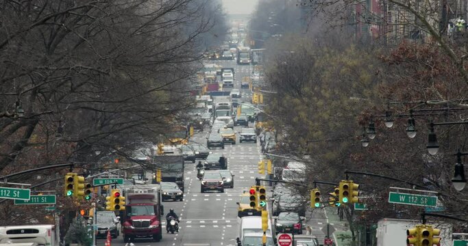 Cars and Pedestrians on New York City Avenue