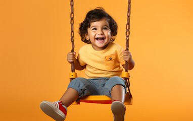 child swinging on swing