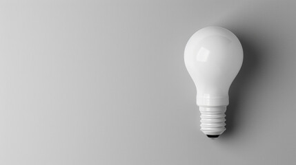 Minimalist Concept - White Lightbulb on Grey Background