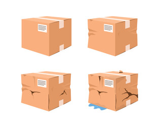 Broken cardboard packaging cartoon illustration
