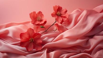 Mockup background with pink and red petals and candle