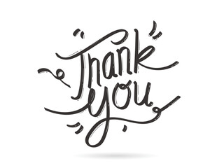 Obraz premium Thank you card. Hand drawn lettering. Ink illustration. Ink hand lettering