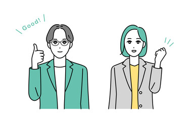 笑顔でOKサインをするビジネスパーソンのイラスト