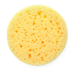 One yellow sponge isolated on white, top view