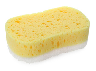 One new yellow sponge isolated on white