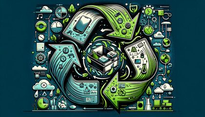 Dynamic, minimalist image showcasing Extended Producer Responsibility (EPR) with 2D and 3D elements.