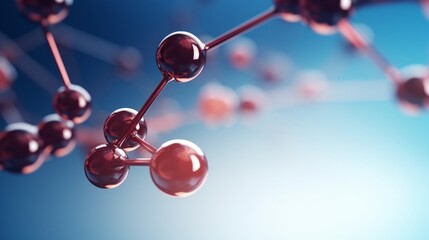 Digital illustration of a close-up, red-toned molecular structure on a blue background, conveying a concept of scientific research.