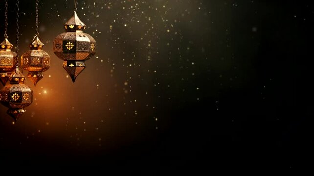 Ramadan lantern scene with blur background, animated virtual repeating seamless 4k