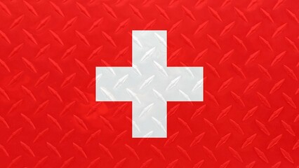Stainless steel diamond plate sheet Switzerland national country flag vector