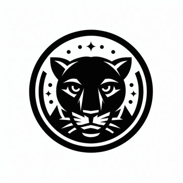 The panter logo is black and white with a circle