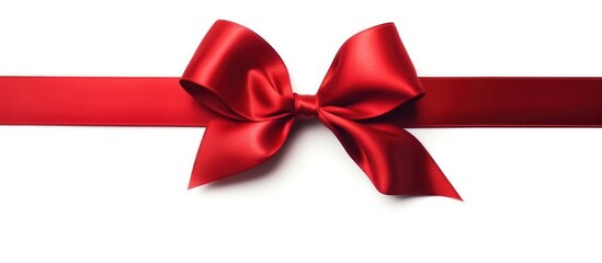 Red satin ribbon bow isolated on white background,